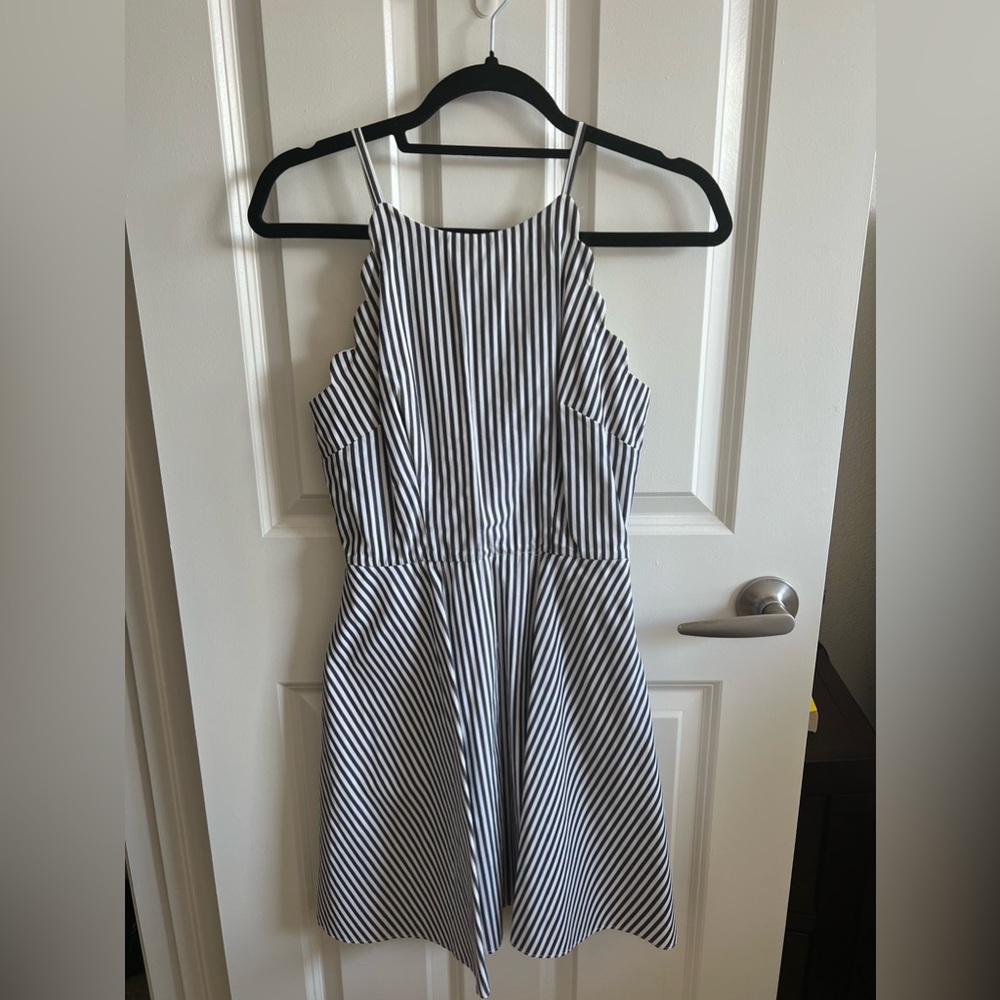 A.‎ BYER blue and white striped a line dress